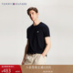 Tommy Hilfiger夏情侶純棉平紋針織刺繡休閑通勤純色圓領(lǐng)短袖T恤上衣