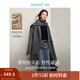 茵曼（INMAN）2025秋冬女新款綿羊毛雙面呢外套女美拉德翻駁洋氣長(cháng)款大衣上衣 深灰色-圍巾款 18448084 M