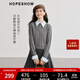 紅袖復古高級感毛衣冬季2024新款女裝學(xué)院風(fēng)絞花拼接襯衫領(lǐng)針織衫上衣 煙灰056 M