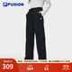FILA FUSION斐樂(lè )潮牌針織長(cháng)褲女2025冬季新款時(shí)尚寬松加絨休閑褲 正黑色-BK M 165/66A/M