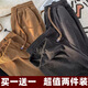 鵲笙秋冬燈芯絨褲子男抽繩束腳運動(dòng)褲寬松百搭闊腿褲直筒休閑長(cháng)褲ins棕色+深灰【兩件裝】XL 【建議120-135斤左右】