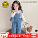 G.DUCKKIDS小黃鴨童裝女童套裝秋裝兒童牛仔衣服女孩子春秋款馬甲牛仔褲套裝 蝴蝶結牛仔三件套 120 尺碼5~6歲【110-120cm】cm