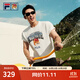 FILA斐樂(lè )黃景瑜同款情侶款針織短袖衫2025夏季新款狐貍刺繡寬松T恤 云菇白-WT L 175/96A/L