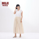 無印良品（MUJI）女式 強捻抽褶裙 長半身裙女夏季款裙子25年女裝純棉BE1VCC5S 象牙色 S (155/62A)