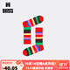 Happy Socks秋冬款襪子女男襪薄荷曼波彩虹白色棉襪中筒襪 彩紅條紋 1雙 M 36-40