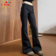 CTOX黑色微喇叭褲女長(cháng)褲春秋季2025新款感低腰顯瘦垂感休閑西裝褲百搭 【黑色】 薄款 M 45/55kg
