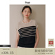 旅途原品ltyp 亞麻棉針織條紋衫 休閑鏤空無(wú)袖清涼T恤上衣女秋季 黑底杏條 現貨 S
