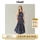 ELAND【萊賽爾＋亞麻】衣戀吊帶連衣裙女印花掛脖裙25夏新款淡人 藏青色(59)Navy-A款F25D01 S /160