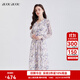 BUOUBUOUBUOUBUOu 2025秋冬新款法式女裝印花V領(lǐng)堆褶茶歇裙長(cháng)袖雪紡連衣裙 米色W81 XL