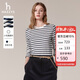 哈吉斯（HAZZYS）女裝 秋季女士純棉條紋寬松長(cháng)袖T恤女ABTSE0CCX02