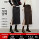 紅袖復古輕熟半身裙2025冬季新款女裝包臀顯瘦通勤氣質(zhì)百搭開(kāi)叉中長(cháng)裙 煙灰056（預售7天內發(fā)貨） S