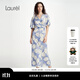 Laurèl【桑蠶絲】勞芮25秋新款花朵長(cháng)裙裹身式連衣裙LWD361Y06500 紫花卉 S