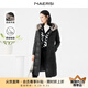 娜爾思（NAERSI）水貂毛領(lǐng)白鴨絨長款綿羊皮羽絨服外套女冬新款 黑色 2XL