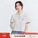 茵曼（INMAN）冰瓷棉假兩件格紋拼接POLO衫女2025夏季學(xué)院百搭短袖T恤 淺花灰 S