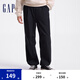 Gap男裝純色松緊壓褶工裝長褲寬松街潮休閑褲619684 黑色 XL (180/88A) 亞洲尺碼
