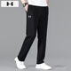 安德瑪（UNDERARMOUR）男褲長(cháng)褲 2025秋季新款運動(dòng)褲健身訓練褲寬松輕便黑色直筒褲子男 針織直筒-口袋拉鏈-曬圖返5 L 建議130-150斤