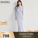SNIDEL2025春夏新品優(yōu)雅掛脖蝴蝶結(jié)系帶露肩針織連衣裙SWNO251064 藍(lán)紫色 均碼