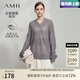 AMII七夕禮物2025春極簡(jiǎn)新款純色V領(lǐng)馬海毛中長(cháng)寬松薄款套頭彈力針織 灰色 S