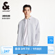杰克·瓊斯（JACK&JONES）百搭時尚簡約潮條紋logo織布尖領長袖襯衫外套上衣男裝225205003 A06本白色 常規(guī) M