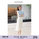 JESSIE氣質(zhì)佰搭純色松緊腰A字雪紡半身裙夏新款 杏色 S
