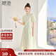 她池新中式連衣裙2025夏裝新款女裝優(yōu)雅立領(lǐng)短袖收腰中長裙