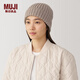 無印良品（MUJI） 減輕額頭刺癢感 羊毛混羅紋編織帽 帽子 保暖  DBC48A4A 米色 55-59cm