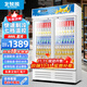 北極熊（BEIJIXIONG）展示柜冷藏柜冰柜商用飲料柜直冷風(fēng)冷風(fēng)直冷保鮮柜超市玻璃門(mén)冰箱立式啤酒柜 大雙門(mén)下機直冷藍白款（888L）