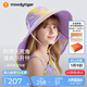 moodytiger兒童防曬帽透氣夏季男童帽子印花旅行寬檐可調(diào)節(jié)松緊女童遮陽帽