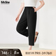 MsShe【天絲仿亞麻】大碼女裝2025夏秋裝胖mm輕薄顯瘦九分錐形褲子 黑色現(xiàn)貨 2XL