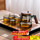 憶壺茶（YIHUTEA） 高檔整套茶具玻璃家用功夫茶具套裝含茶盤(pán)飄逸壺泡茶壺茶水分離 900ML飄逸壺+4只品杯+茶盤(pán)
