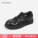 dreambox鈞博vibram高檔男士板鞋水洗馬皮平底手工休閑鞋英倫男鞋 黑色 40