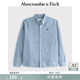 Abercrombie & Fitch經(jīng)典小麋鹿圖案男裝25春夏美式亞麻混紡?fù)ㄇ陂L袖襯衫125-5085 藍色 L (180/108A)