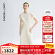 朗姿【蘭亭敘】真絲提花長裙氣質(zhì)設計2025年夏季新款高級感連衣裙 米白色 M