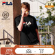 FILA 斐樂(lè )官方男女同款針織T恤2025年夏季純棉寬松休閑情侶短袖t恤