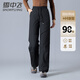 雪中飛女士羽絨褲秋冬休閑保暖系帶收腳外穿羽絨長(cháng)褲女黑色170
