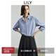 LILY2025秋新款女裝純棉復古氣質(zhì)學(xué)院風(fēng)格紋刺繡通勤襯衫外套短款 401藍色 M