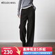 Olrain歐芮兒2025新款女裝秋季高腰軟糯垂墜感休閑直筒長(cháng)褲子闊腿褲 深灰色 M 160/68A/M