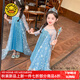G.DUCKKIDS小黃鴨童裝愛(ài)莎公主裙女童連衣裙夏季兒童裙子冰雪奇緣女孩禮服裙 艾莎公主裙+皇冠魔法棒 120 尺碼5~6歲【110-120cm】cm