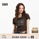 森馬（Semir）短袖T恤女短款設計感鏤空辣妹2025夏印花木耳邊上衣109325100046