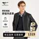 七匹狼真皮皮衣夾克新款休閑工裝舒適羊皮革衣服上衣男士外套 001(黑色) L 170/88A