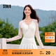 森馬（Semir）【云柔親膚】長(cháng)袖t恤女短款V領(lǐng)修身上衣24年新款插肩袖休閑薄外套 粉色調01315 M