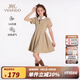 英氏（YEEHOO）女童連衣裙兒童裙子夏季時(shí)尚休閑學(xué)院風(fēng)POLO裙夏裝新款中大童裝 珍寶樂(lè )園-卡其 【5A抗菌】 150 cm 【順豐包郵&極速達】