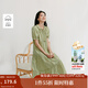 茵曼（INMAN）章若楠同款法式度假女裝木耳邊連衣裙休閑寬松2025夏季新品長(cháng)裙子 綠色 L