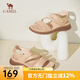 駱駝（CAMEL）魔術(shù)貼休閑涼鞋露趾厚底休閑媽媽鞋羅馬涼鞋 L24M022621杏色 35