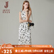 經(jīng)典故事（JANE STORY）法式時(shí)尚氣質(zhì)無袖連衣裙女2025夏季新款白色緞面印花長(zhǎng)款優(yōu)雅裙子 米黑色花 L
