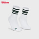 威爾勝（Wilson）官方中性抗菌足弓支撐緩震高彈防滑運動(dòng)訓練健身襪子高腰襪 亮白色-WU00063511WTA M（24-26CM）
