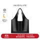 INJOYLIFE時(shí)尚大氣女包新款大容量托特包手提包百搭單肩包潮 黑色
