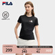 FILA 斐樂官方女裝針織短袖T2025夏新款純棉舒適休閑刺繡LOGOT恤女 正黑色-BK 2XL 180/96A/XXL