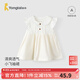 童泰（TONGTAI）嬰兒裙子夏季莫代爾棉女寶衣服兒童連衣裙翻領(lǐng)飛袖裙提花網(wǎng)眼 米白 80