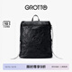 GROTTO個(gè)樂(lè )黑石雙肩包大容量褶皺綿羊皮軟皮背包電腦包通勤旅行包 黑石背包L（黑標）